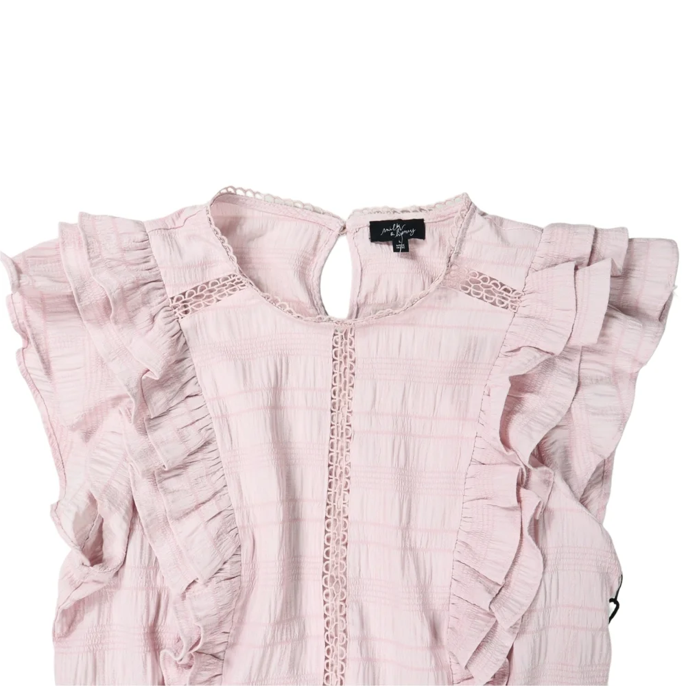 Milk & Honey Blouse Women's Pink Ruffle Tiered Size Large - Picture 3 of 13